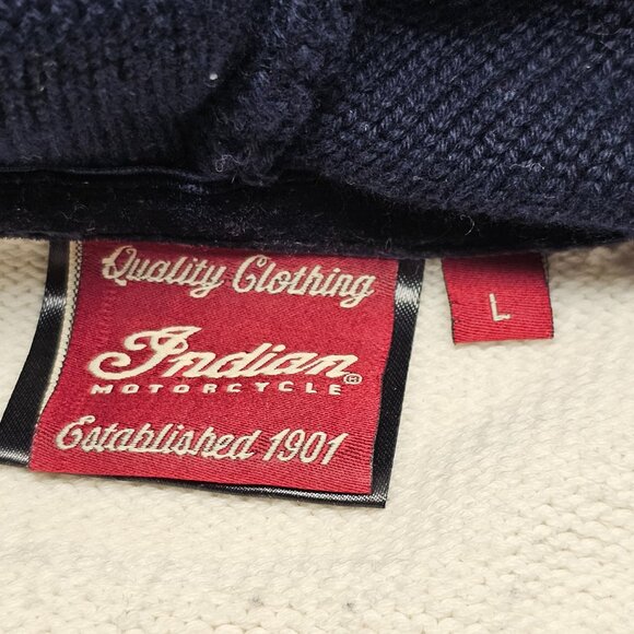 Indian Motorcycle Womens Logo Zip Up Hooded White Blue Sweater Jacket L Large - Picture 5 of 16